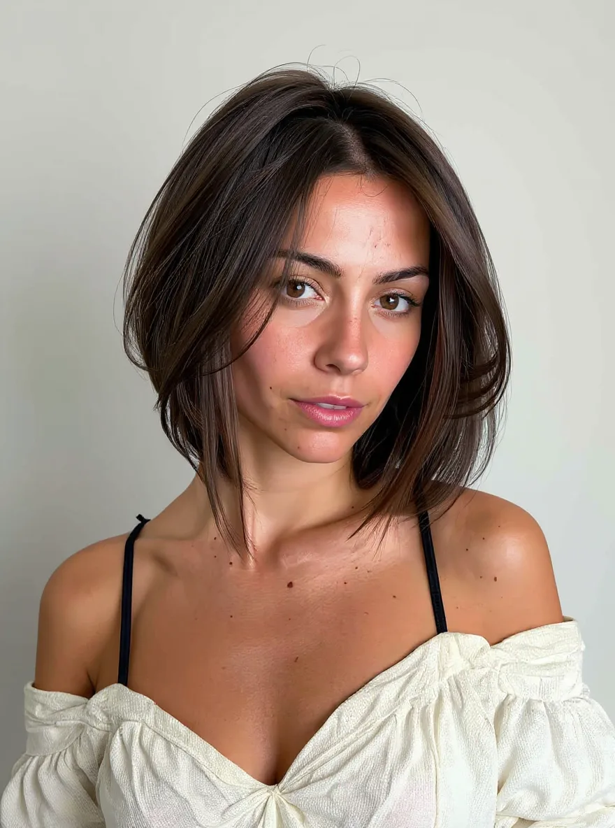 Chin-Length Sleek Bob in Rich Chestnut Brown