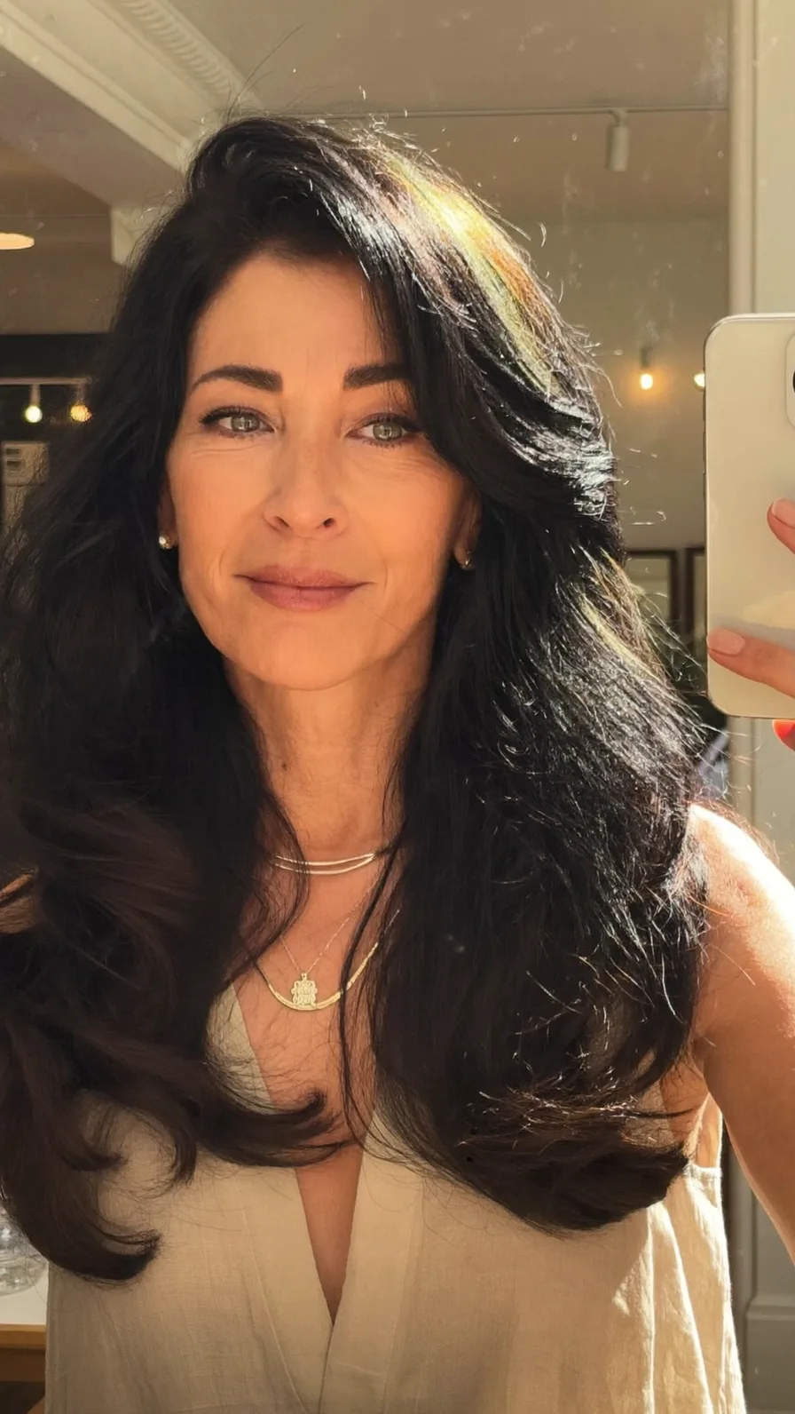Elegant Voluminous Long Layers with Side-Swept Styling