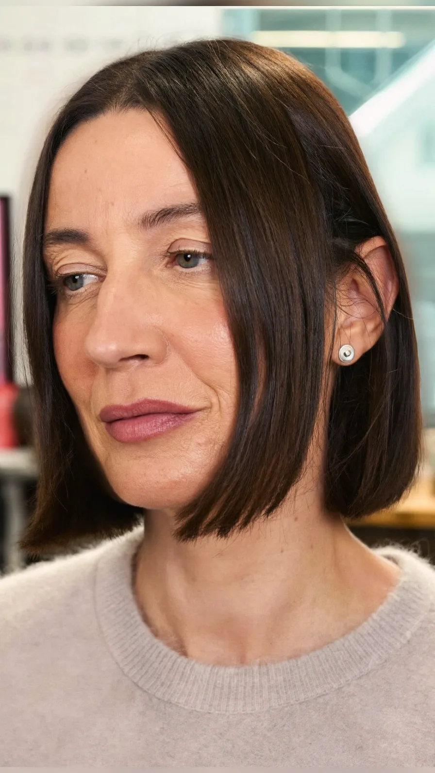 Sleek Chin-Length Blunt Bob with Center Part