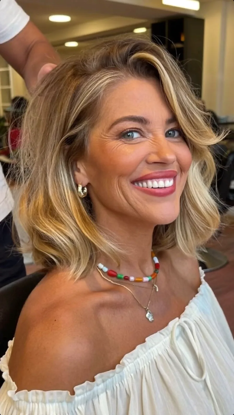 Chic Golden Blonde Lob with Soft Side-Swept Waves