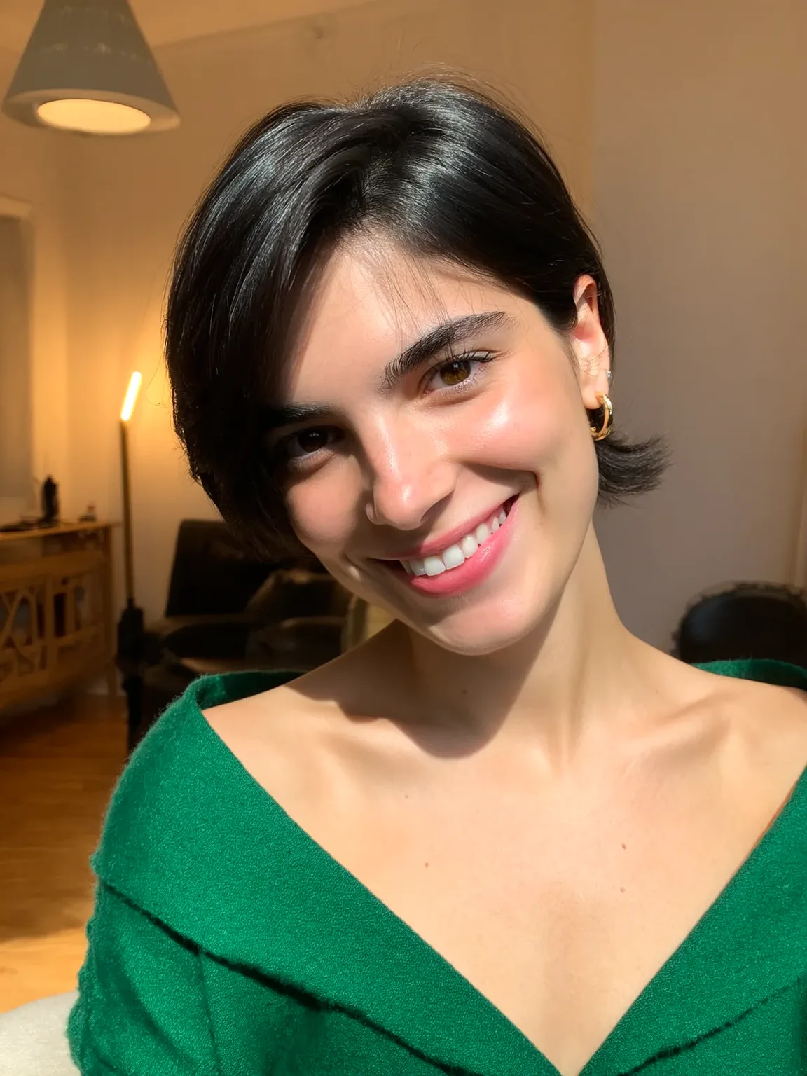 Short Silky Pixie with Side-Swept Bangs