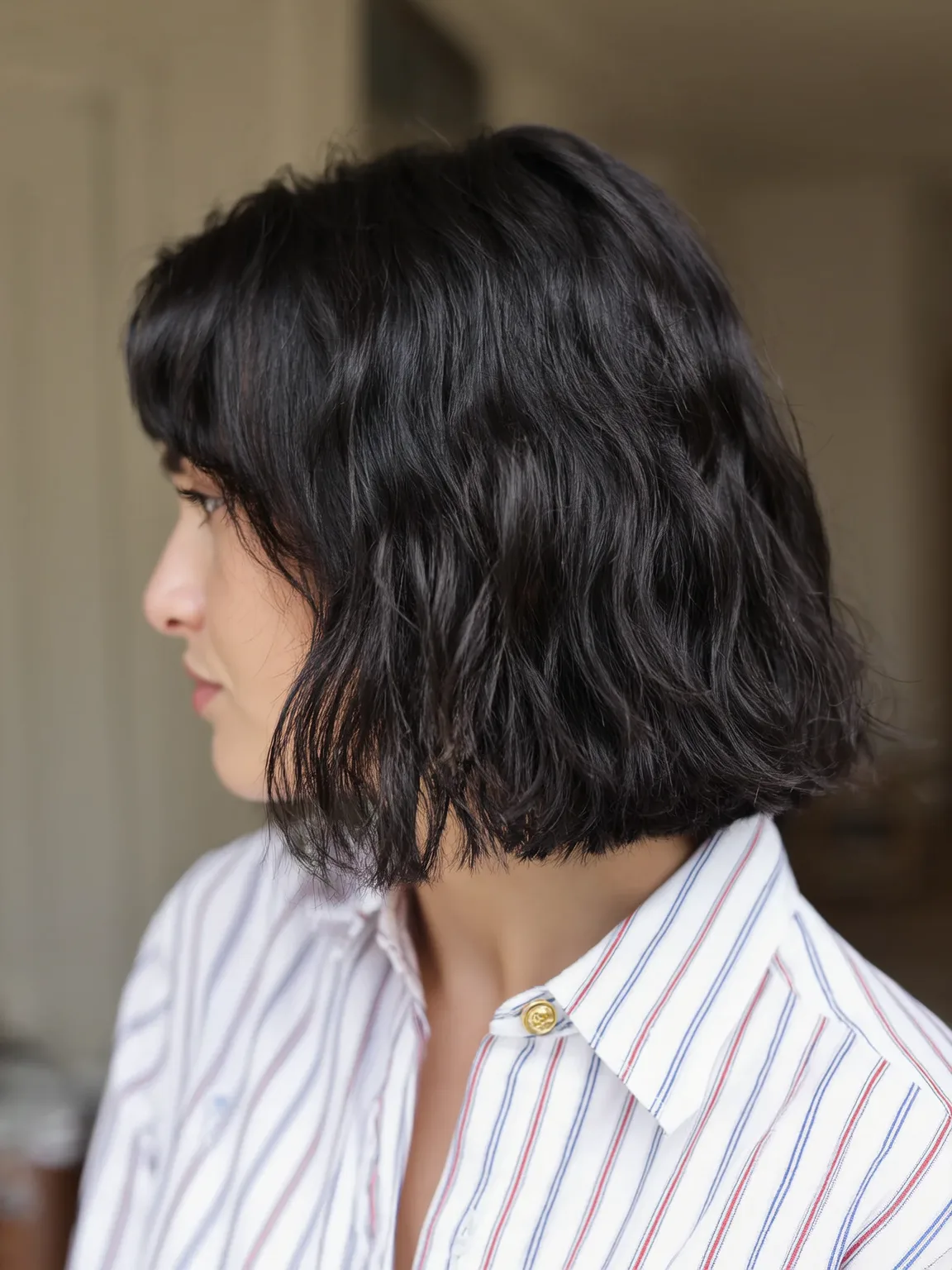 Chin-Length Blunt Bob with Rich Espresso Brown Shine