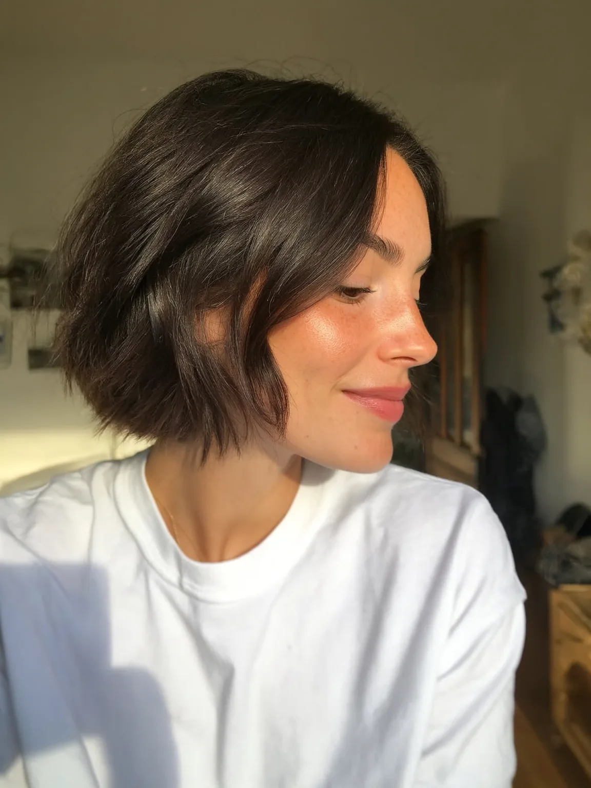 Chin-Length Wavy Bob in Rich Espresso Brown