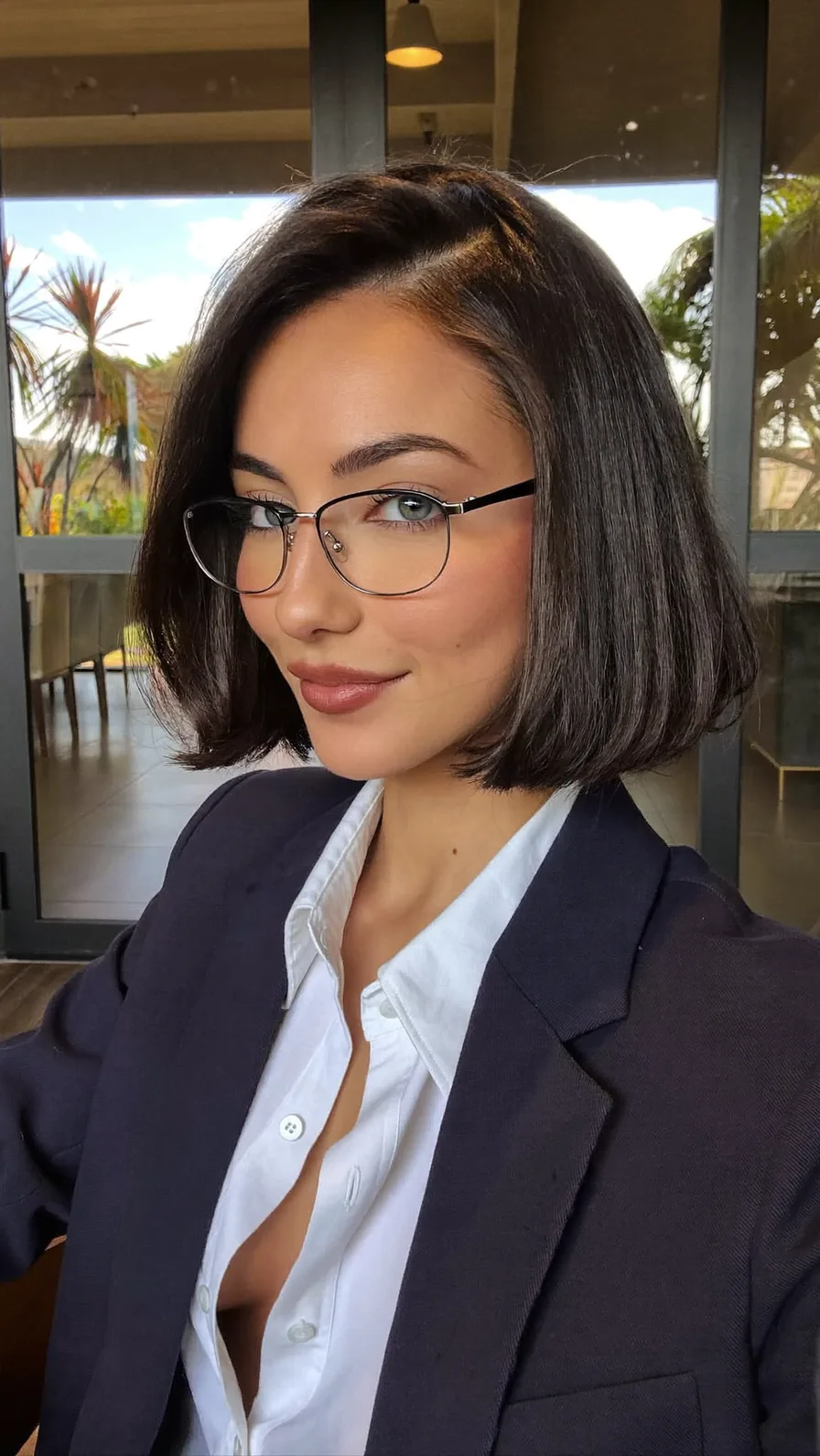 Sleek Chin-Length Blunt Bob with Side Part Precision