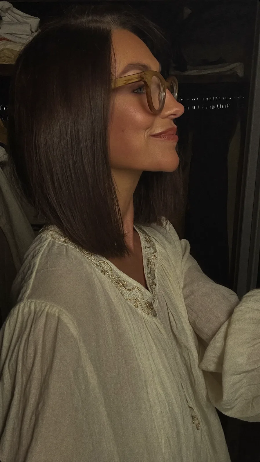 Sleek Chin-Length Blunt Bob with Side-Swept Bangs