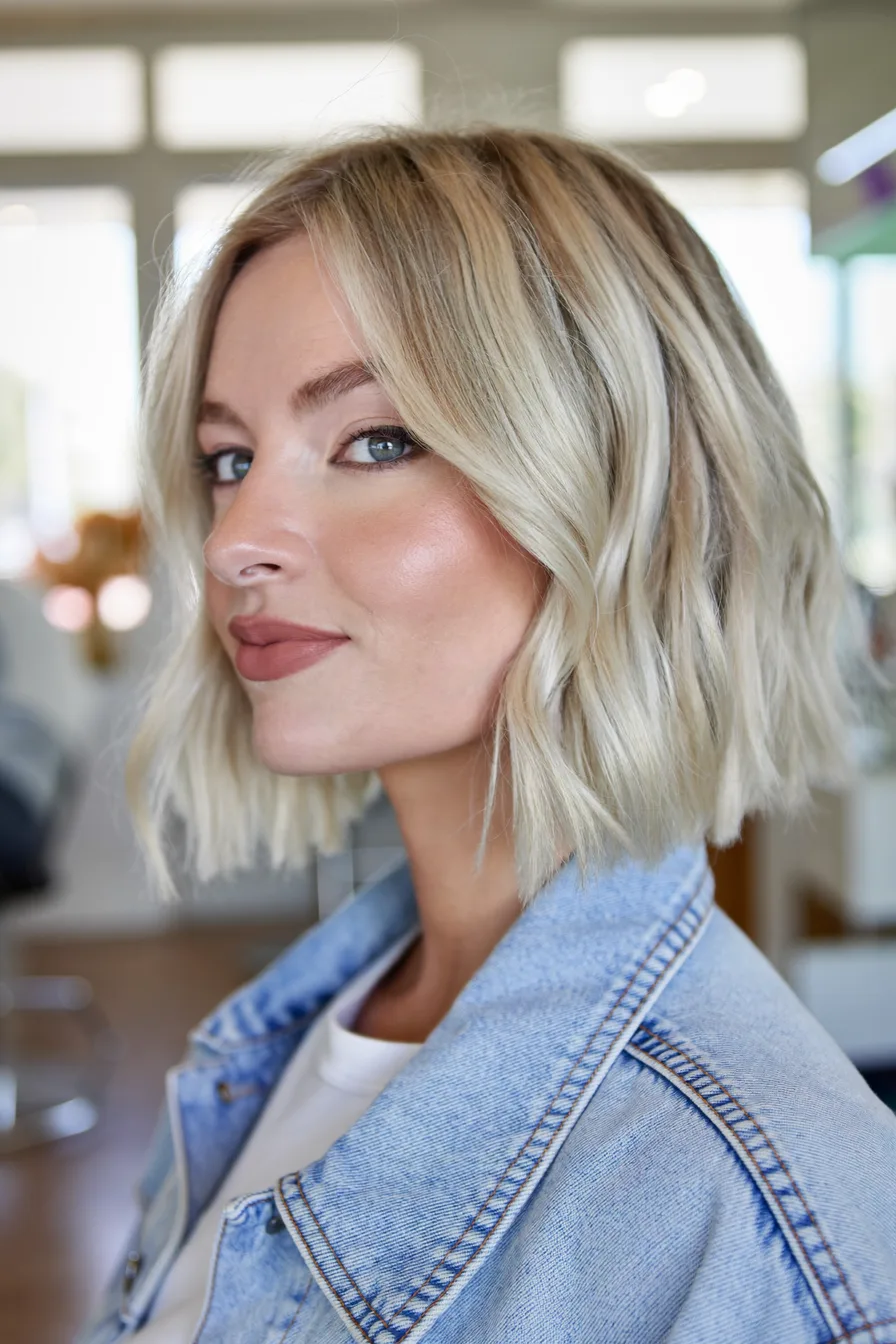Chic Fall Blunt Bob for Effortlessly Textured Short Hair
