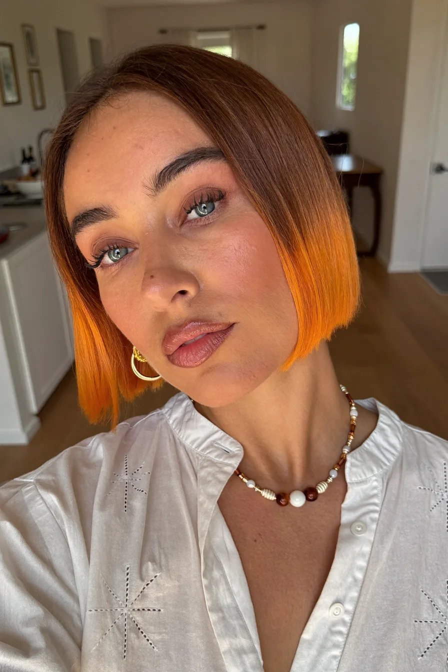 Modern Blunt Bob for Fall: Short Hair Inspiration with Warm Hues