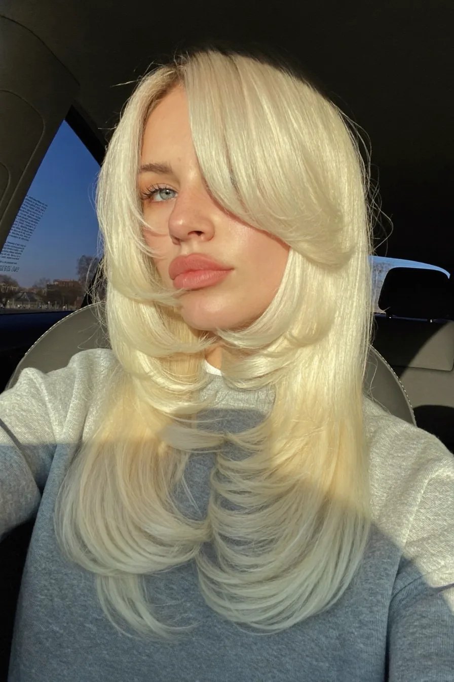 Voluminous Long Layered Shag for a Chic Fall Update