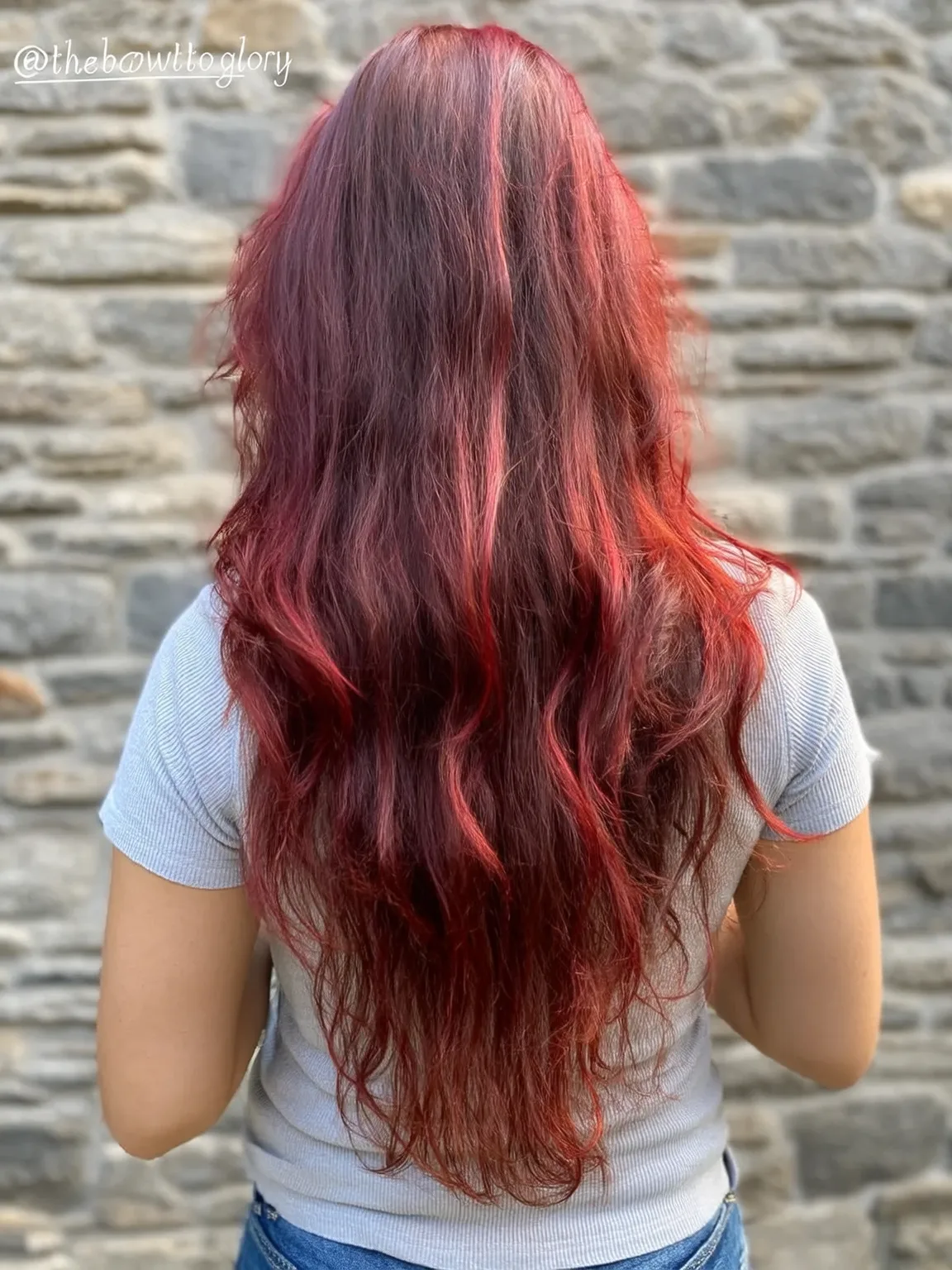 Long Voluminous Deep Burgundy Layers