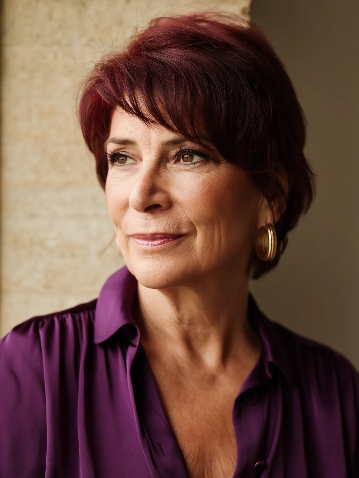 Classic Textured Pixie with Rich Burgundy Finish