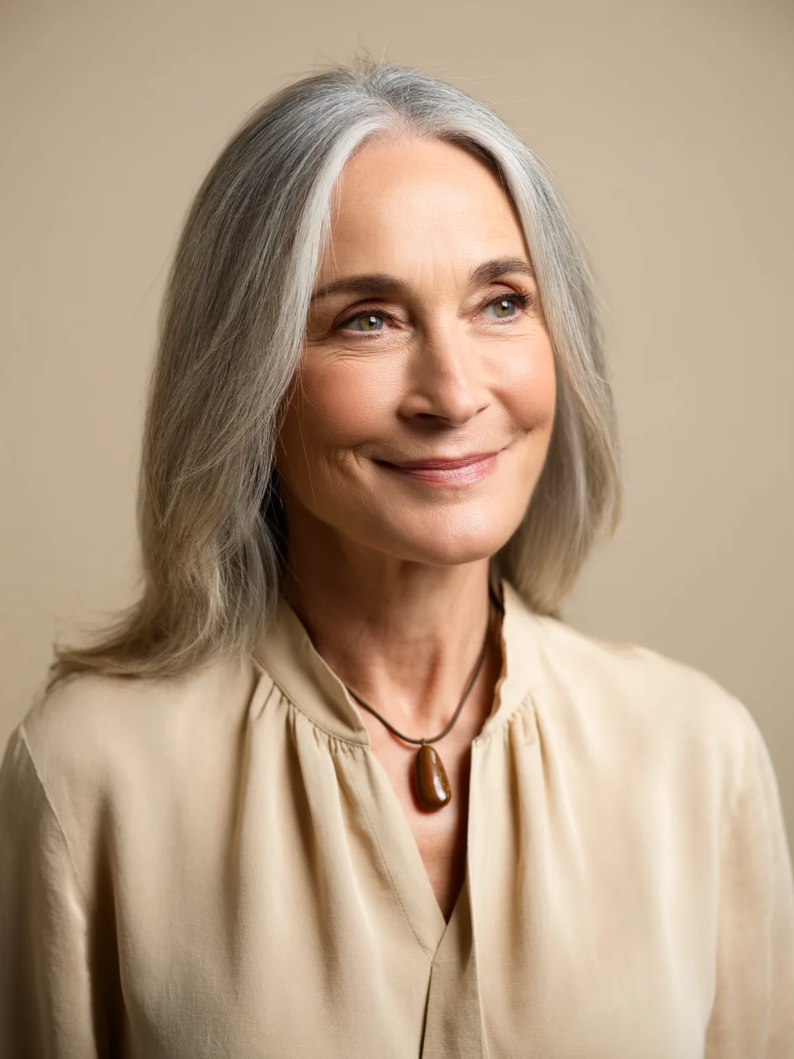 Shoulder-Length Layered Cut with Silver Gray Sheen
