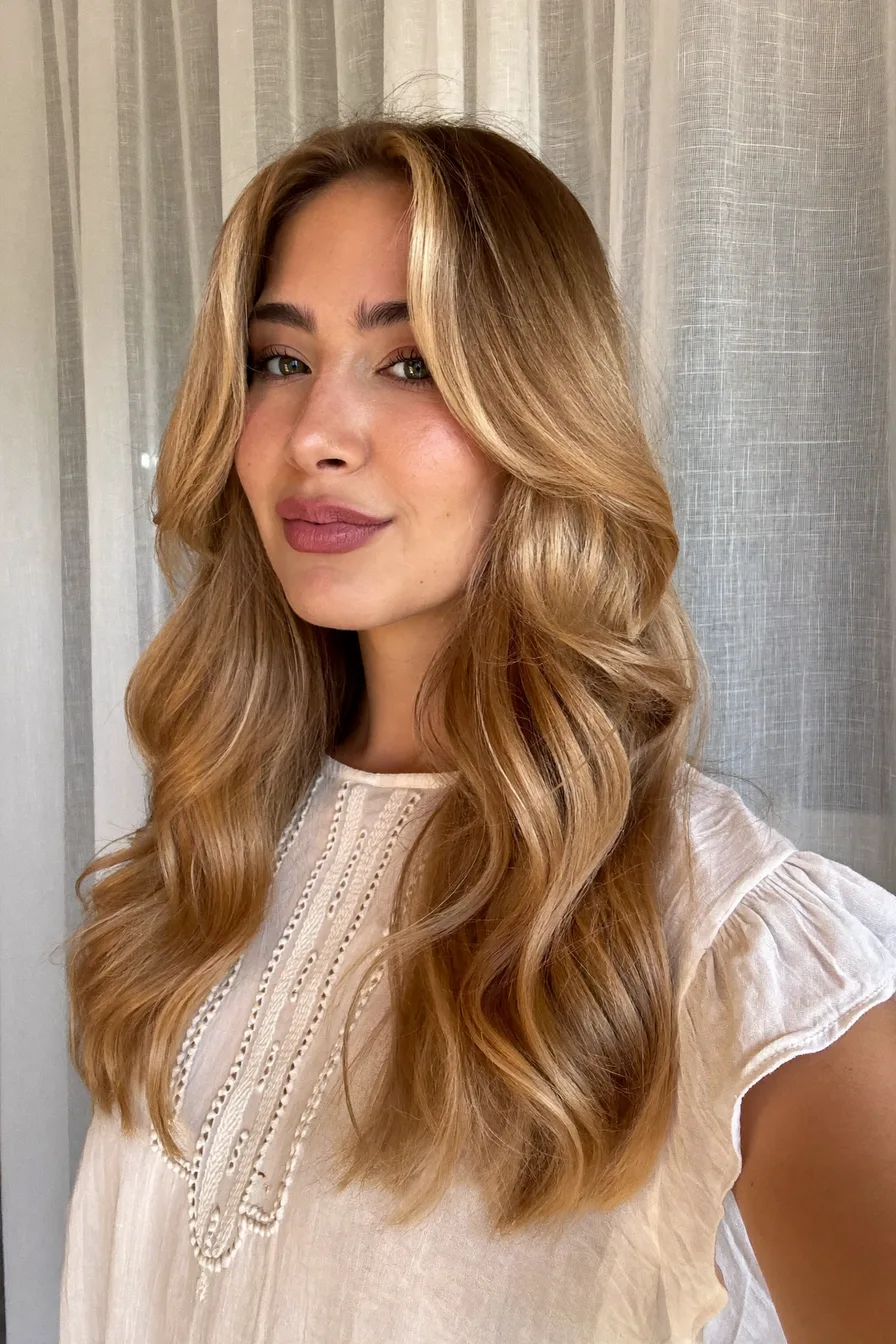 Classic Balayage Blonde Long Layered Waves with Face-Framing Highlights