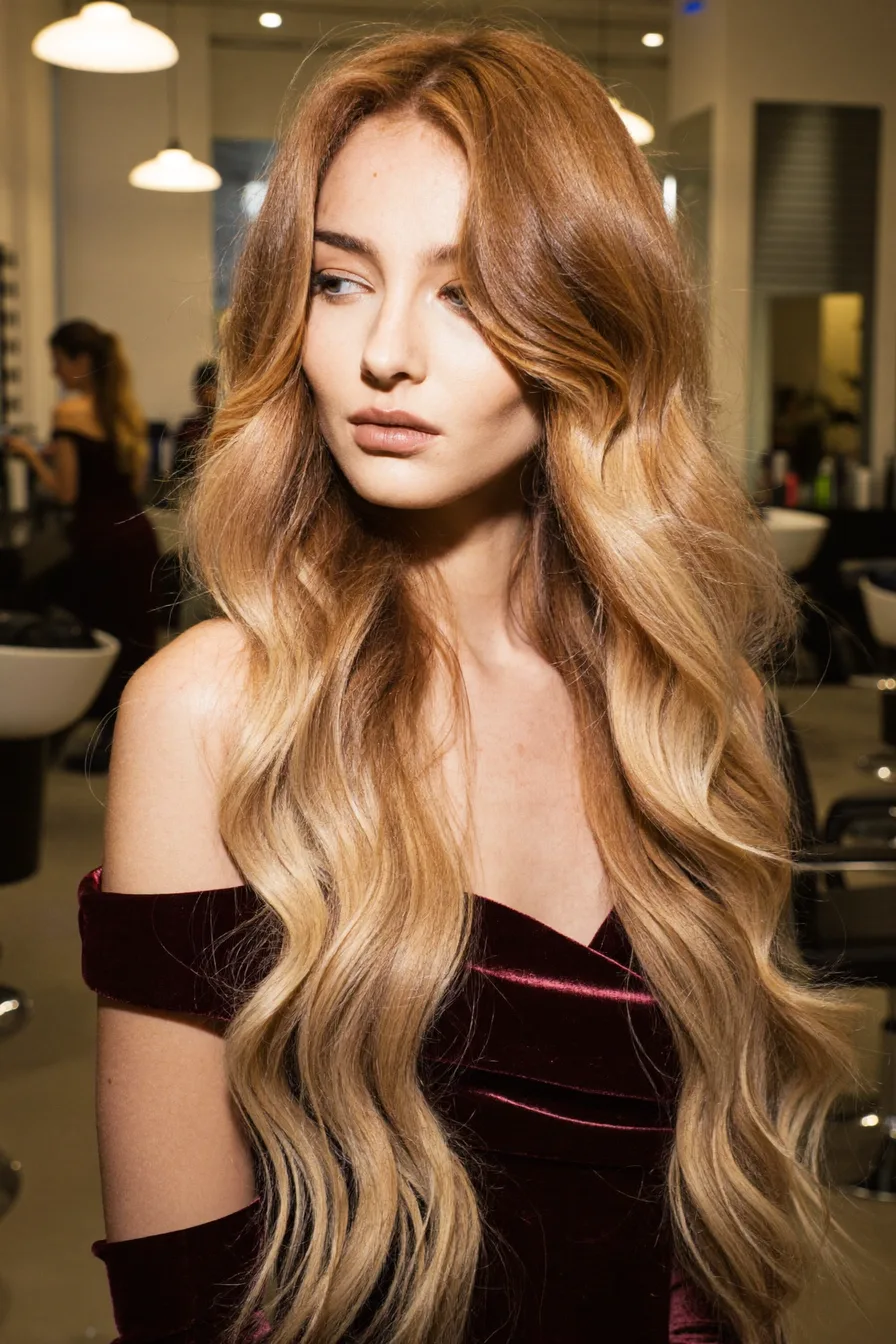 Voluminous Balayage Blonde Long Layered Hair with Soft Face Framing