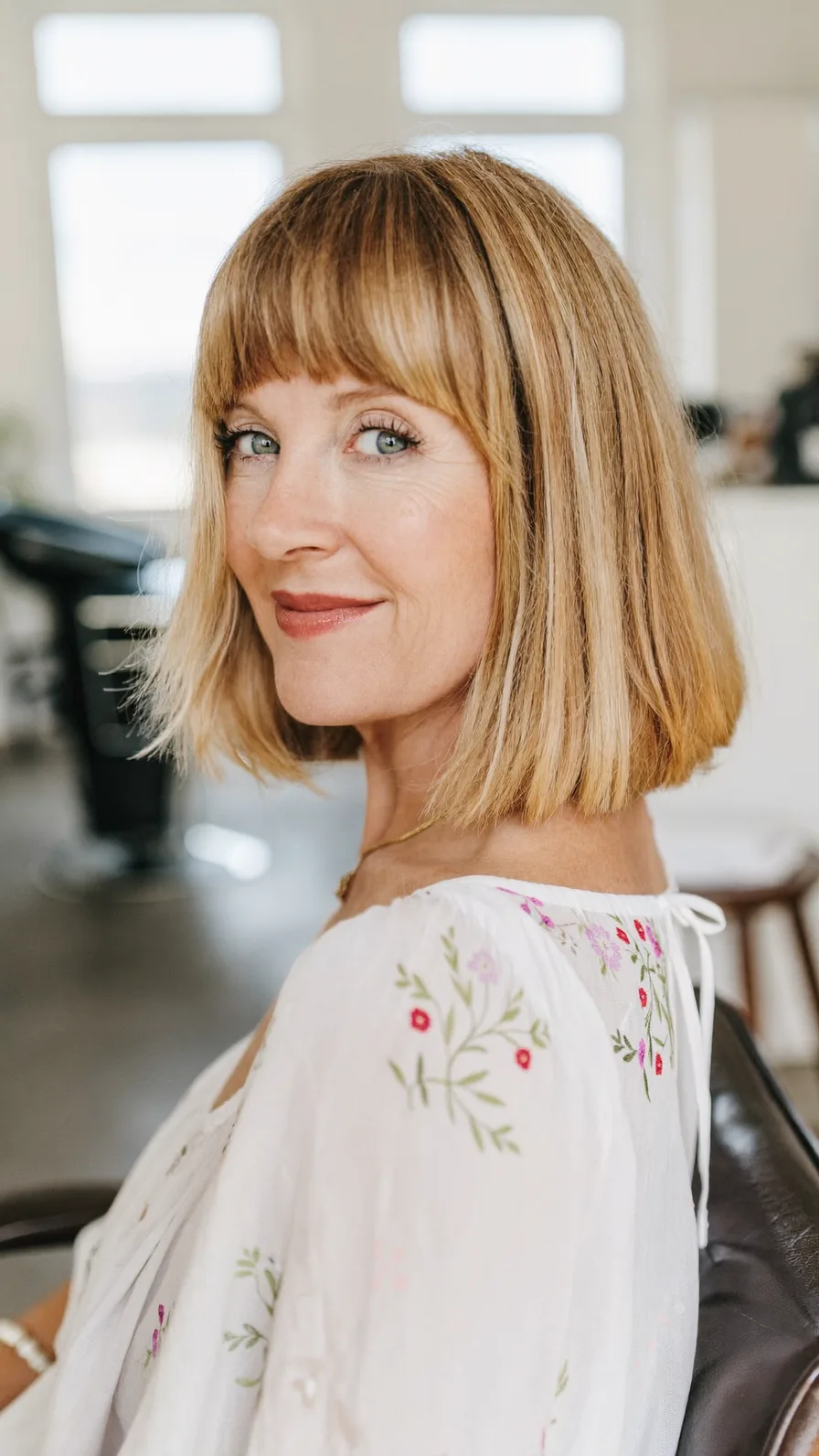 Classic Blunt Chin-Length Bob with Blunt Bangs
