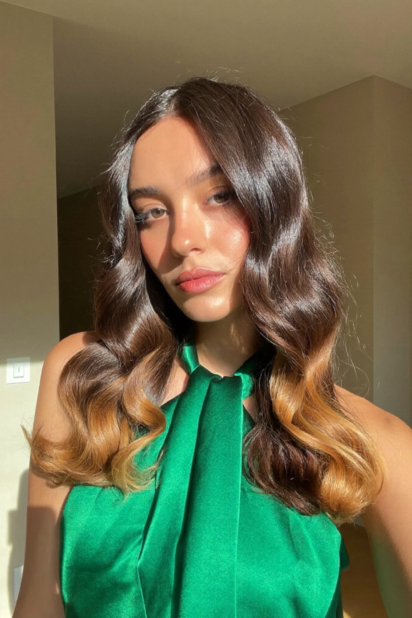 Longer Lob with Face-Framing Caramel Highlights
