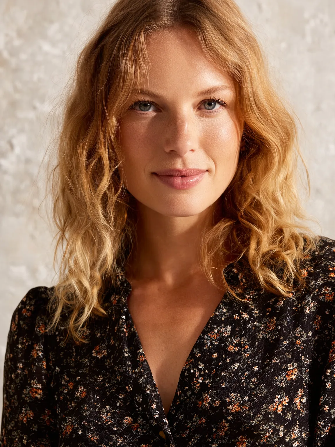 Golden Honey Blonde Shoulder-Length Lob with Curtain Bangs
