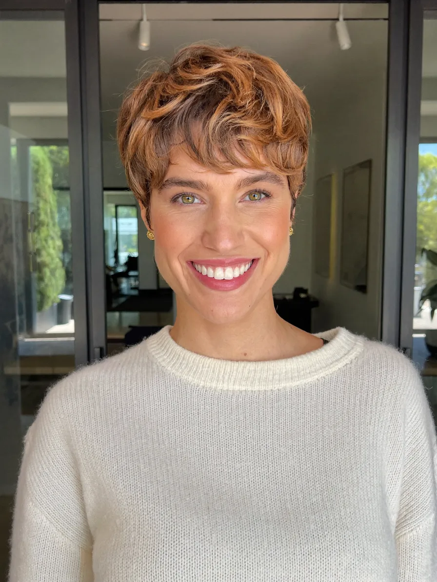 Voluminous Textured Pixie Cut with Wispy Side Bangs