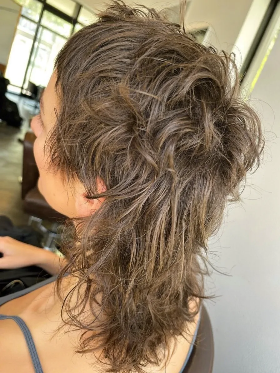 Textured Medium Wavy Shag with Choppy Layers for Effortless Style