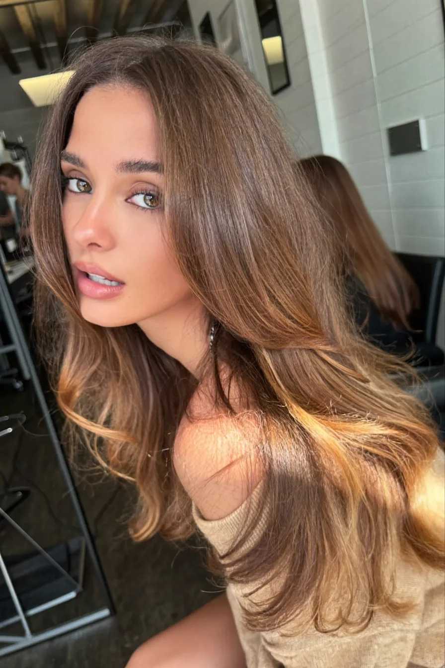 Voluminous Mid-Back Length Layered Haircut with Soft Face-Framing