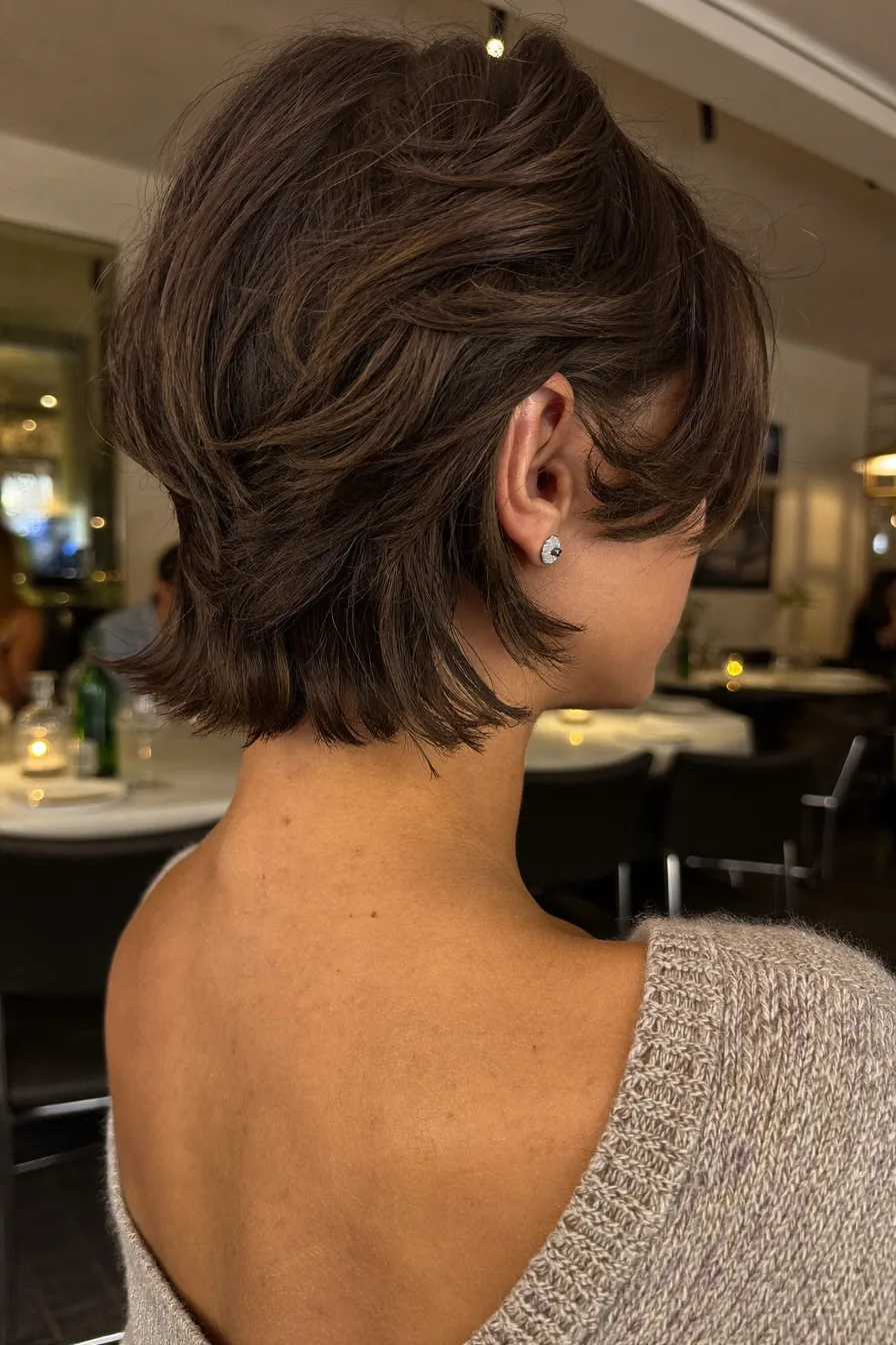 Choppy Textured Shag with Side-Swept Bangs for Effortless Style