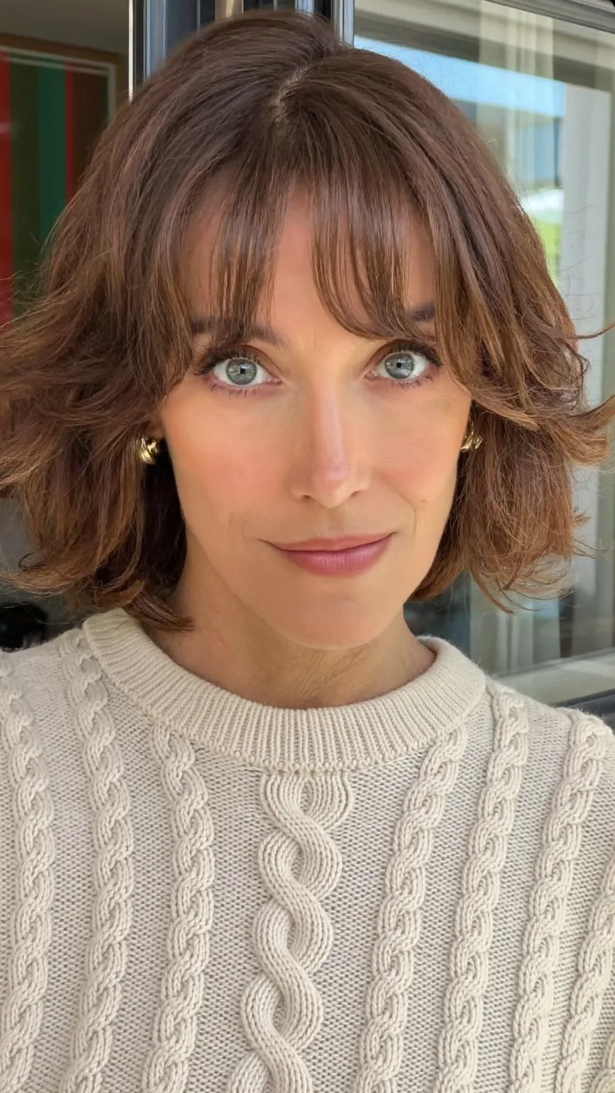 Chic Medium Shag with Textured Curtain Bangs