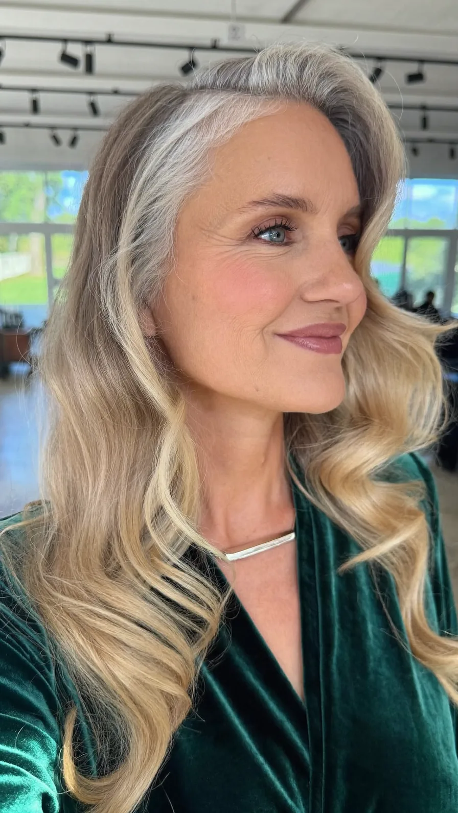 Elegant Voluminous Long Layers with Deep Side Part and Waves