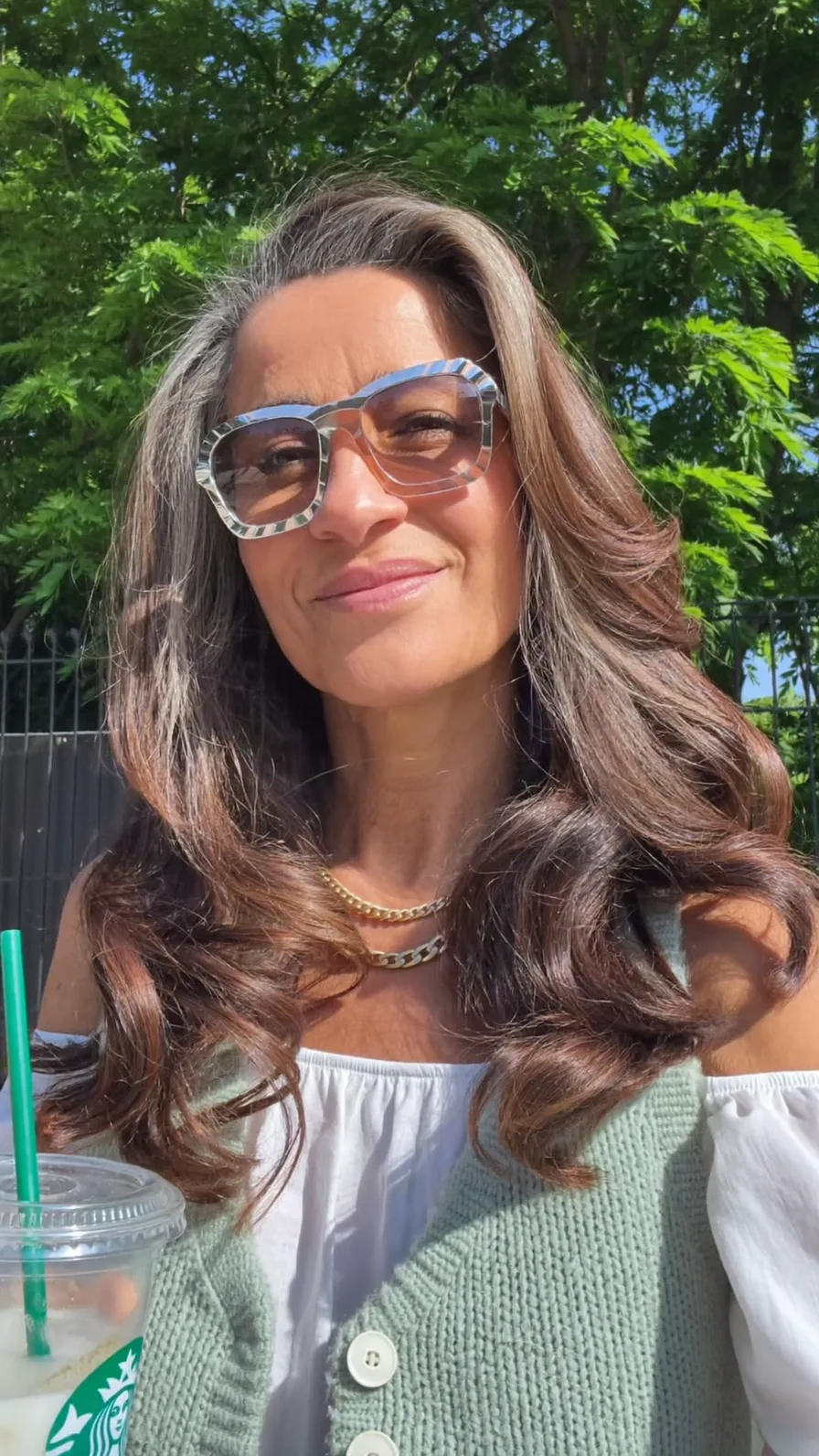 Voluminous Wavy Long Layers with Natural Silver Accents