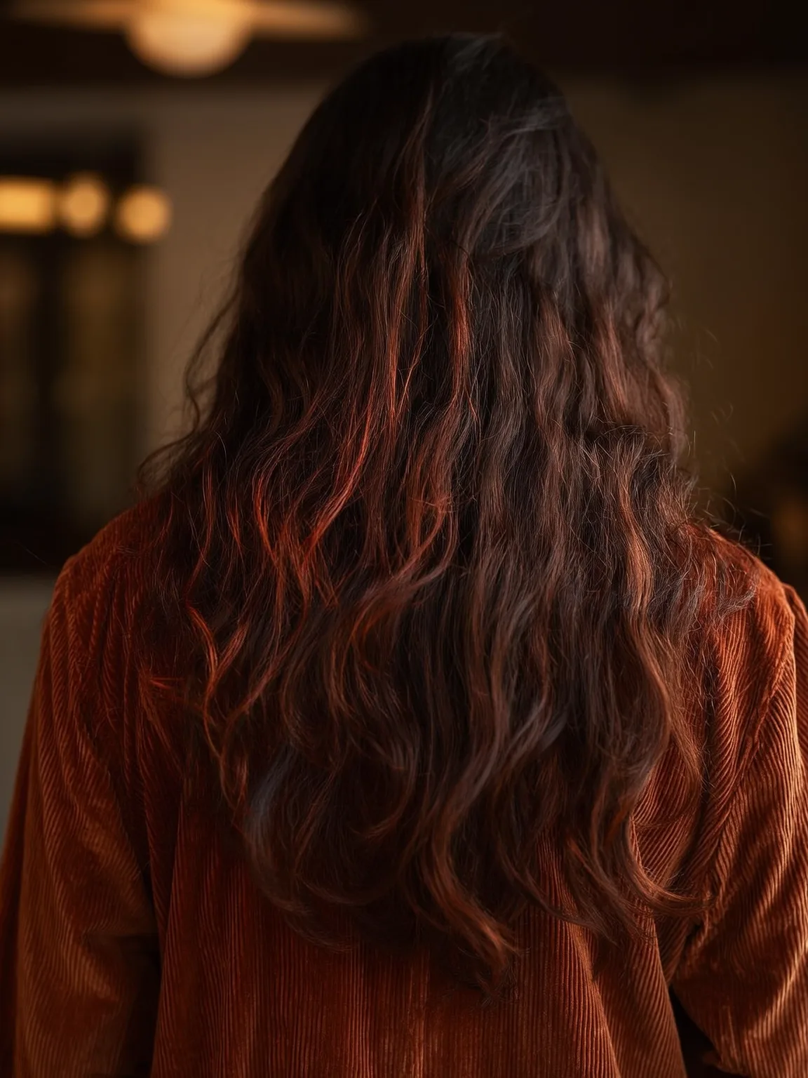 High-Volume Long Chestnut Layers with Auburn Highlights