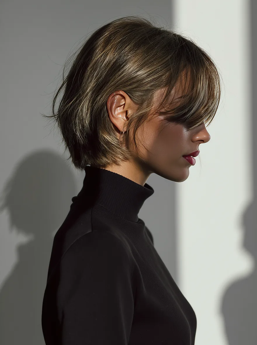 Ash Blonde Chin-Length Straight Bob with Side-Swept Bangs