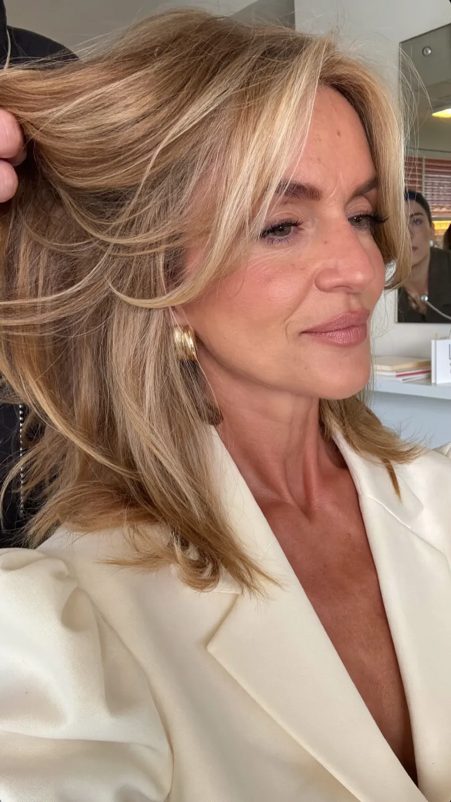 Soft Long Layered Honey Blonde Hair with Curtain Bangs