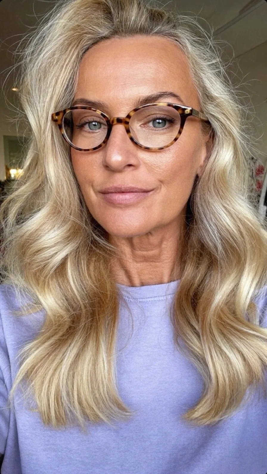Elegant Voluminous Long Layers with Natural Platinum Blonde