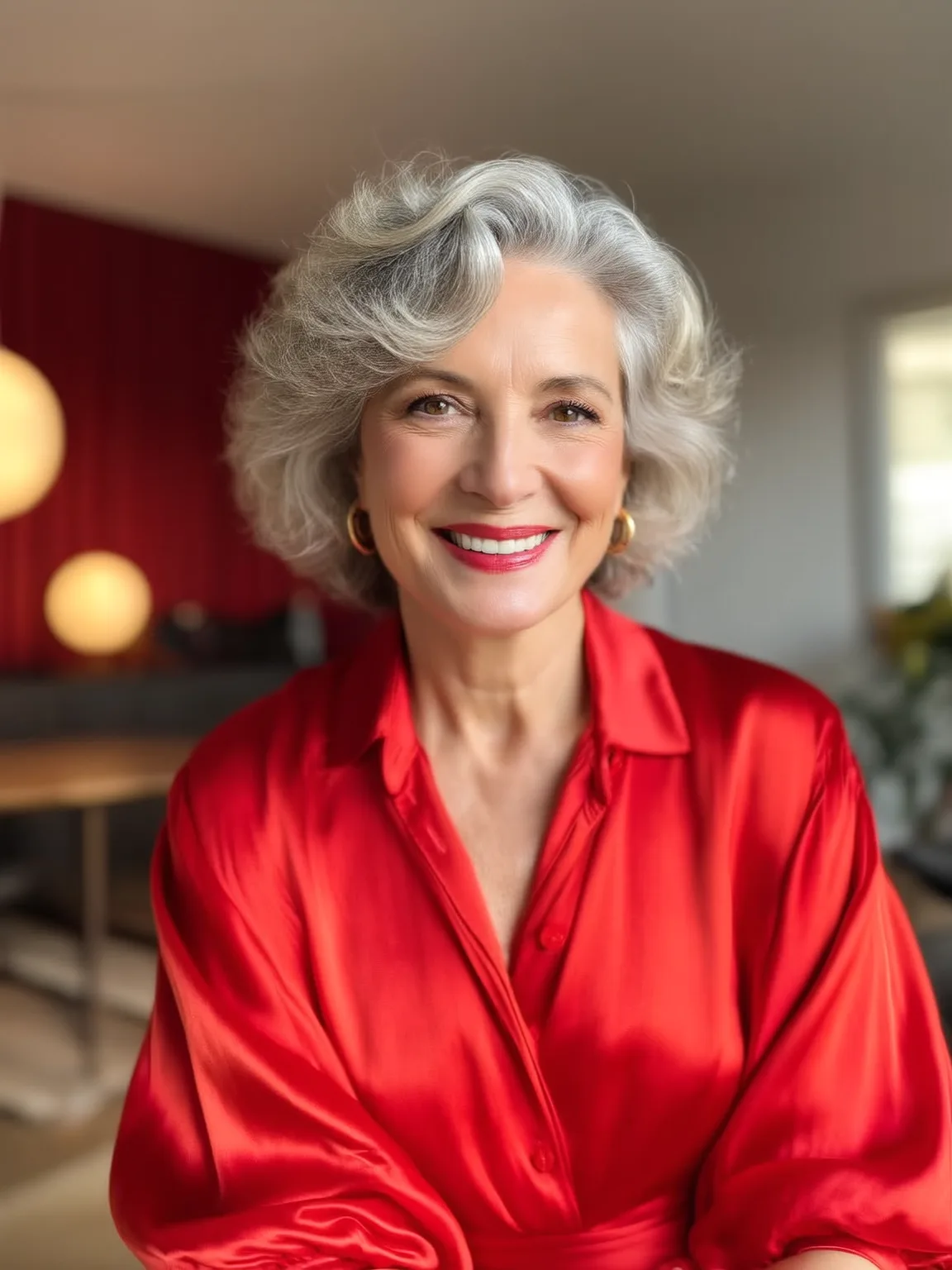 Voluminous Wavy Layers with Silver Frost Luster