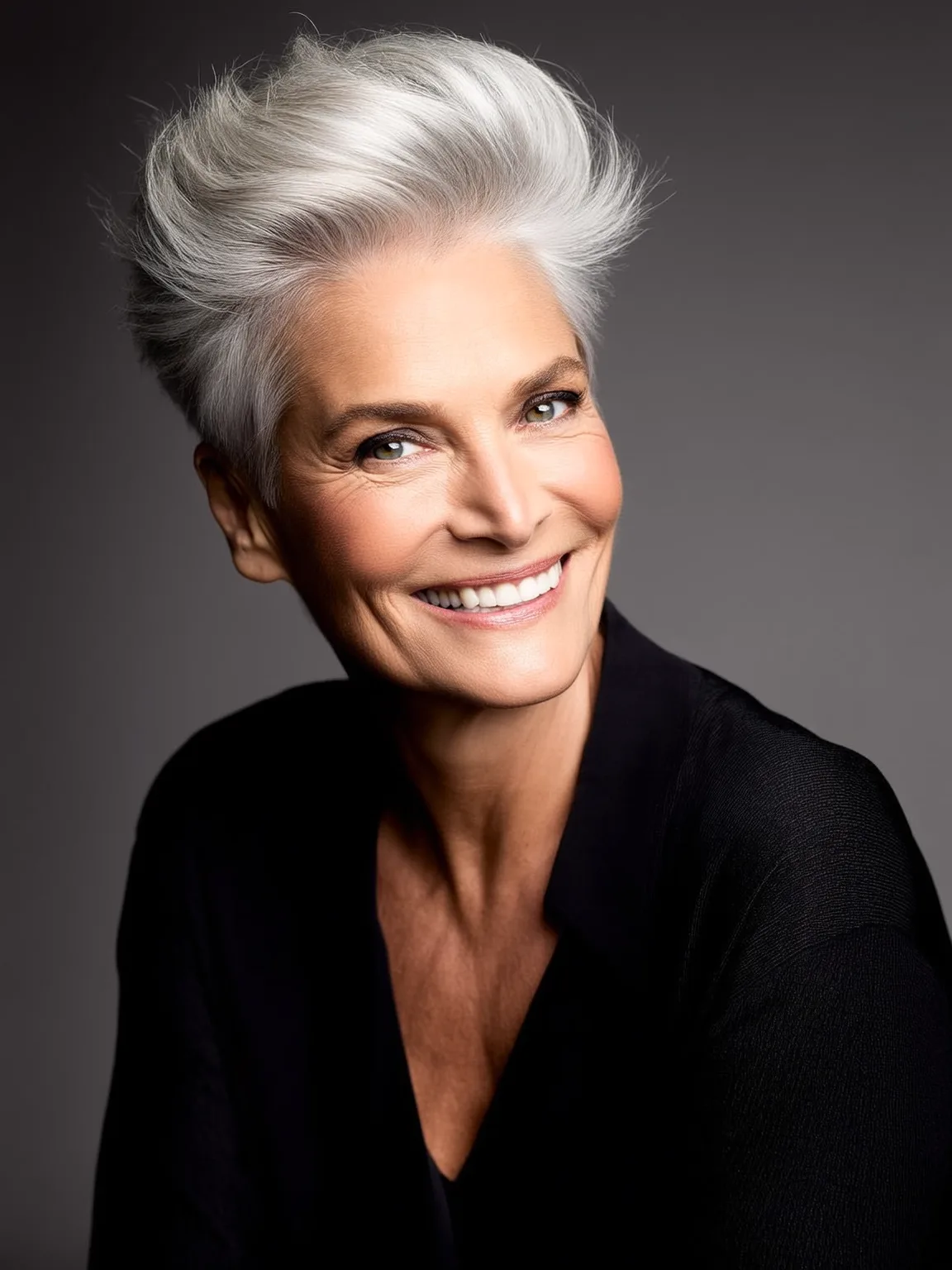High-Volume Silver Frost Pixie Cut with Straight Texture
