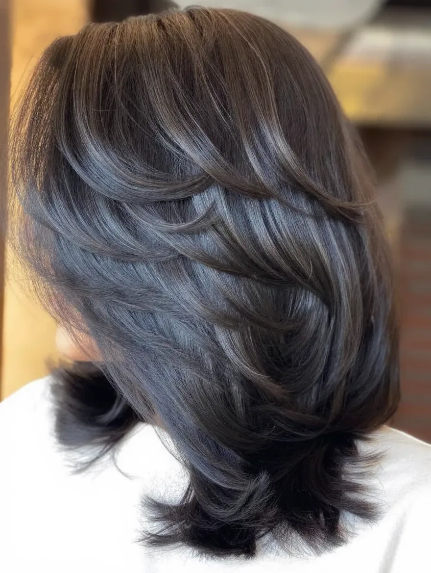 Medium Length Layers in Deep Espresso Brown