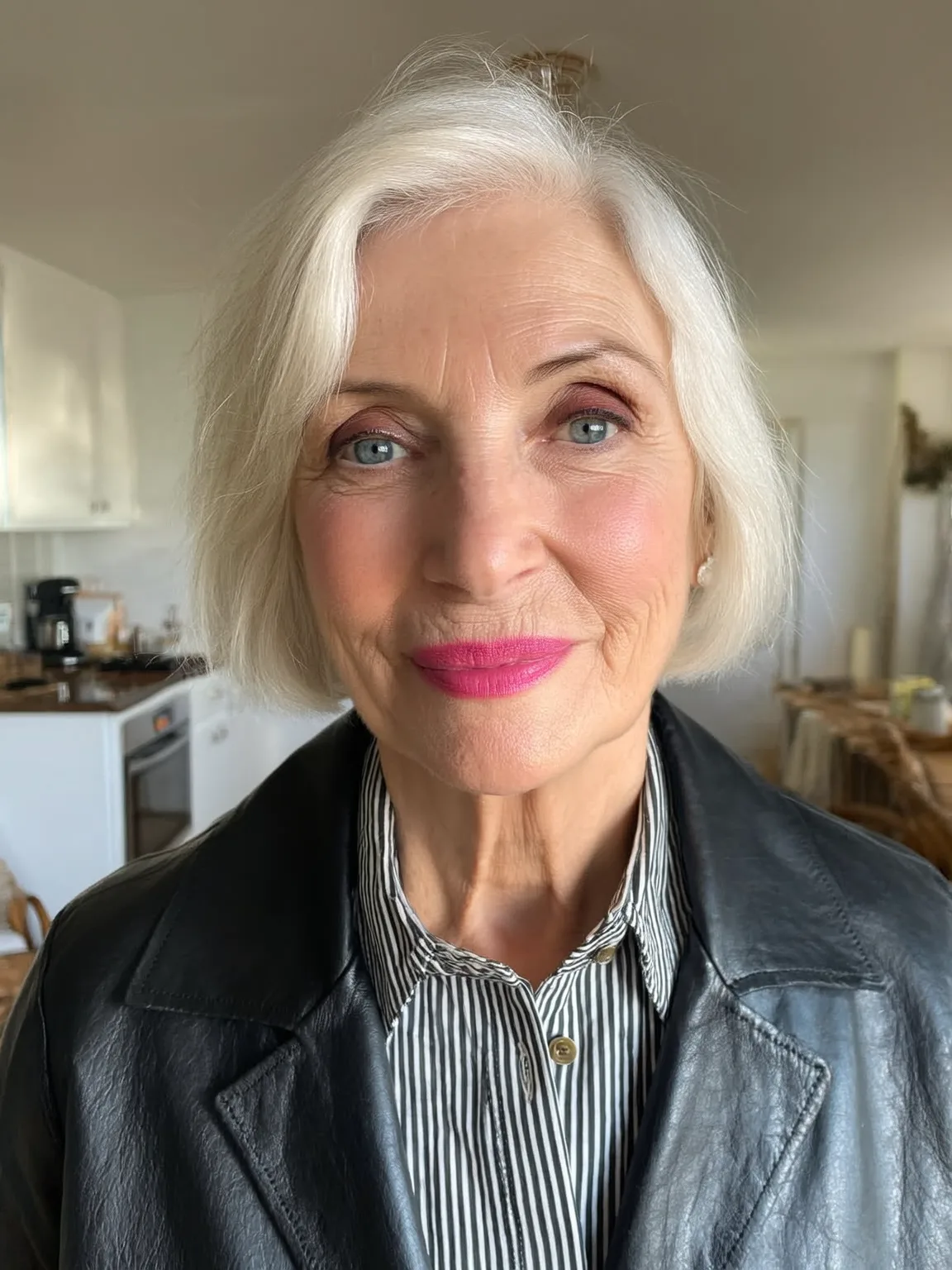 Chin-Length Classic Bob in Silver Frost