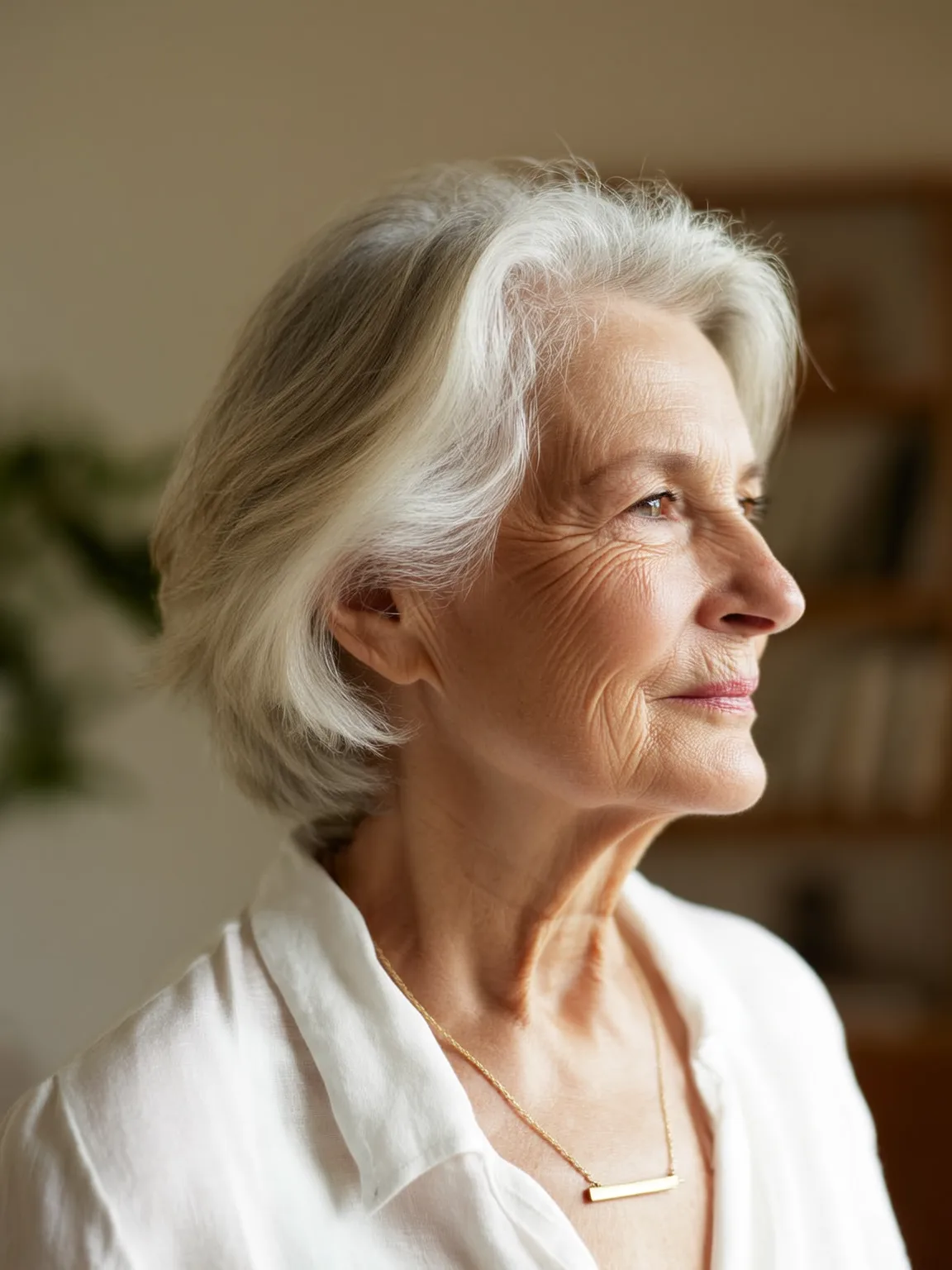 Elegant Chin-Length Bob in Silver Frost