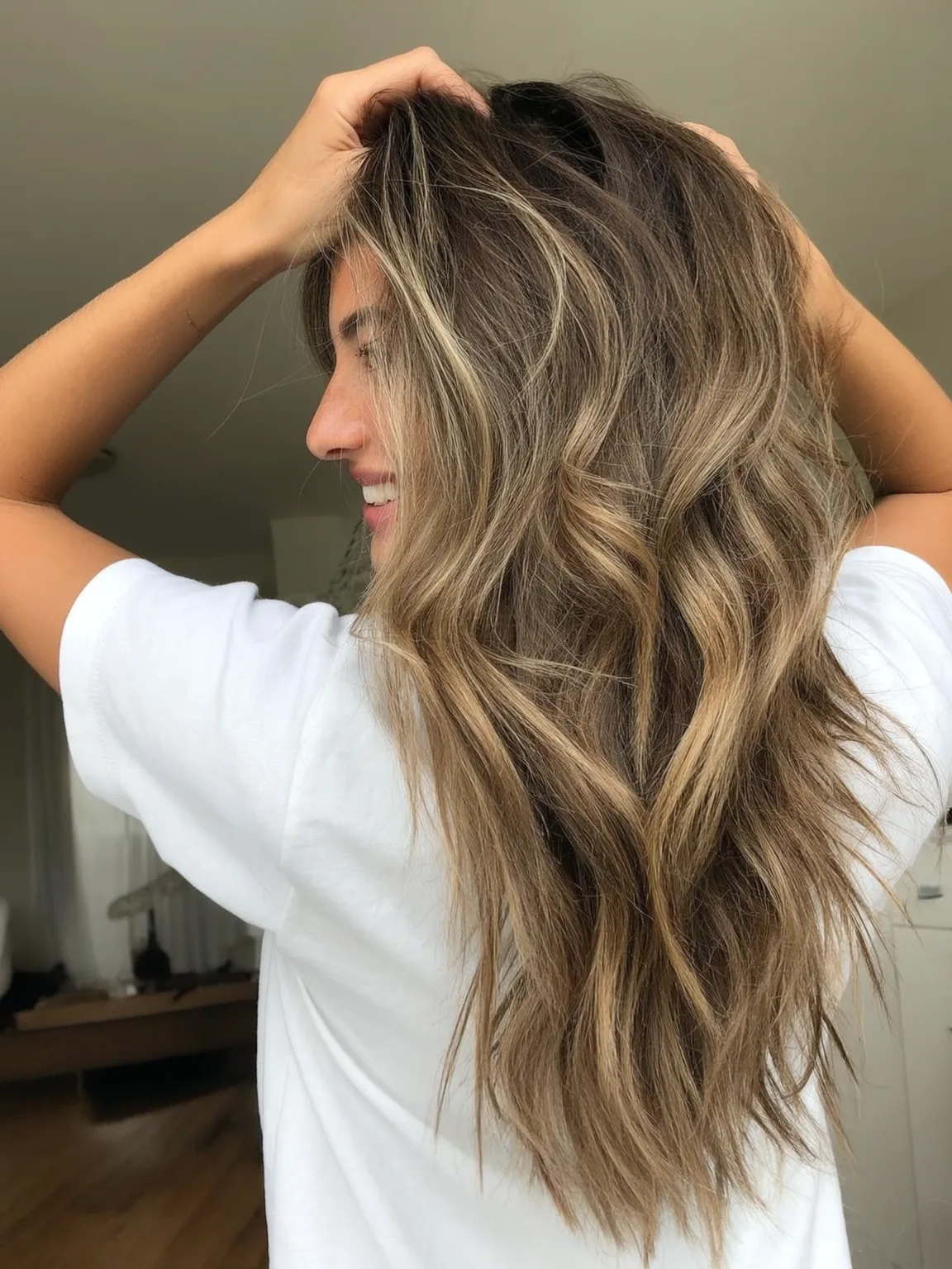 honey blonde balayage layers