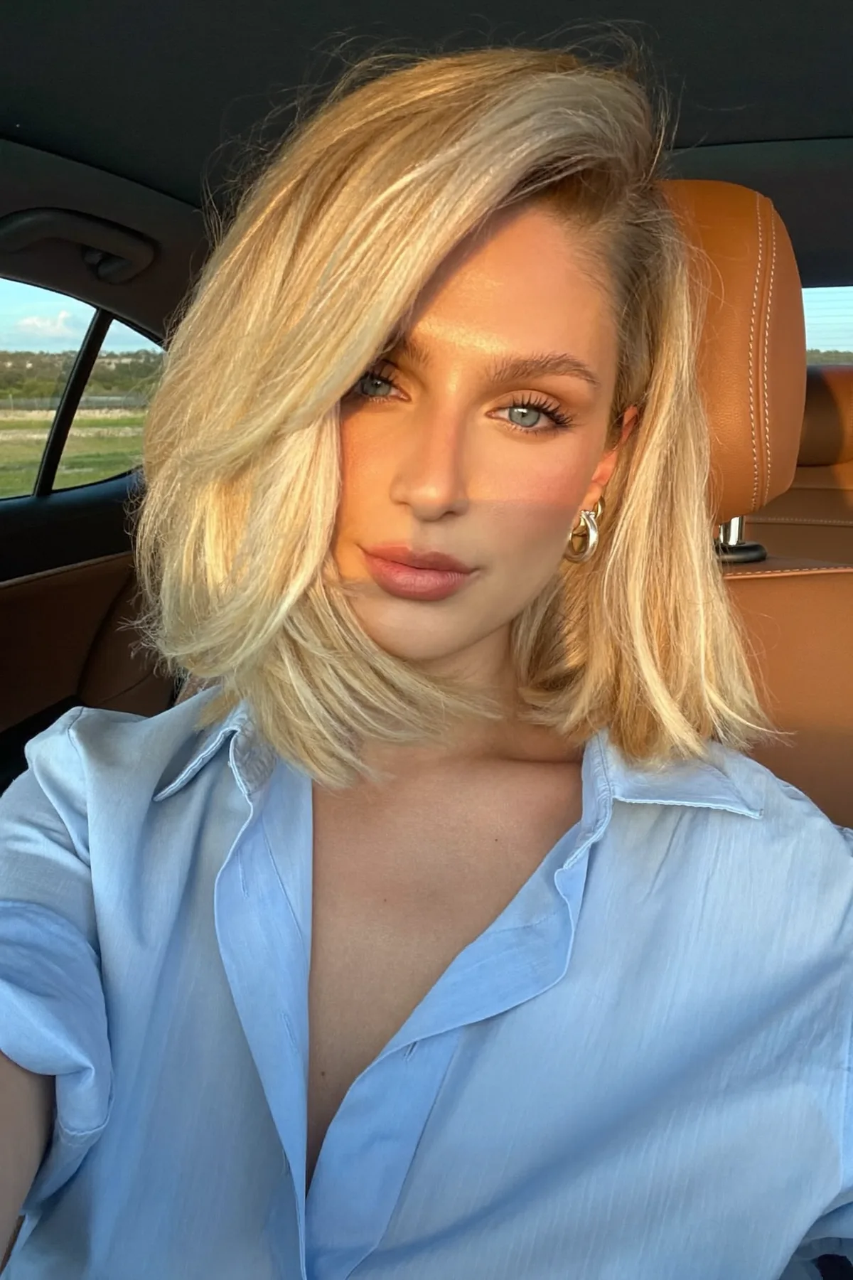 Honey Golden Blonde Shoulder-Length Wavy Bob for Effortless Shine