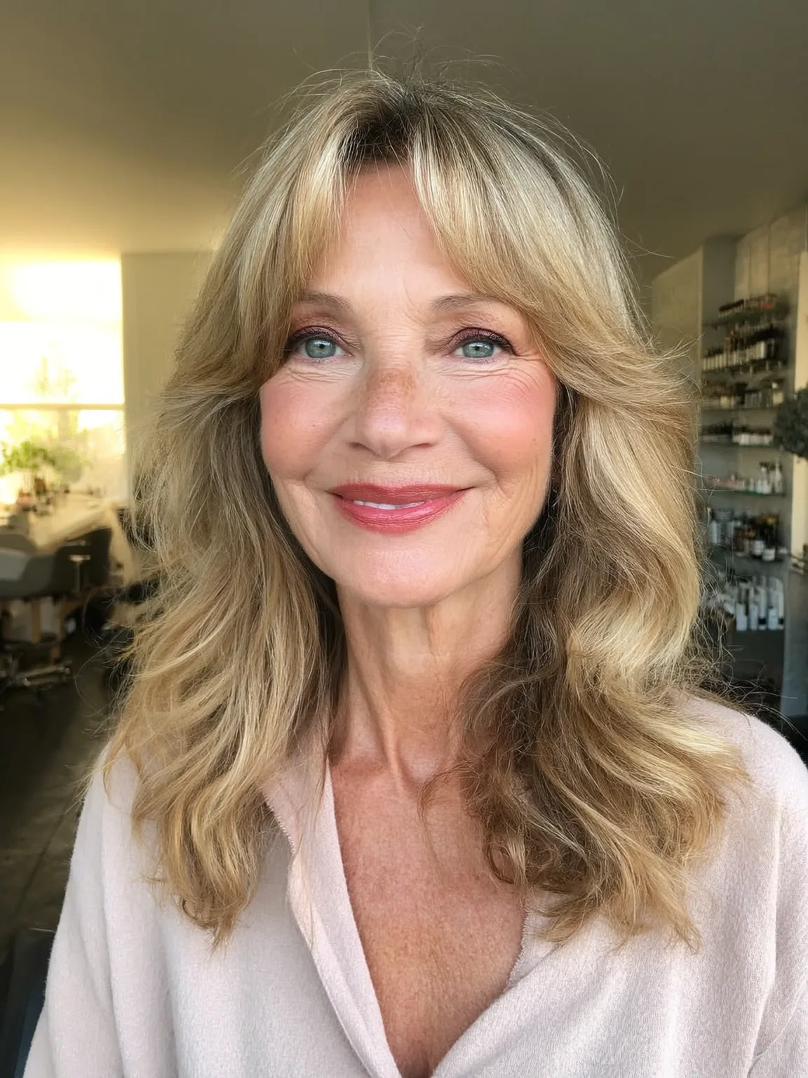 Medium Layered Cut with Honey Blonde Balayage
