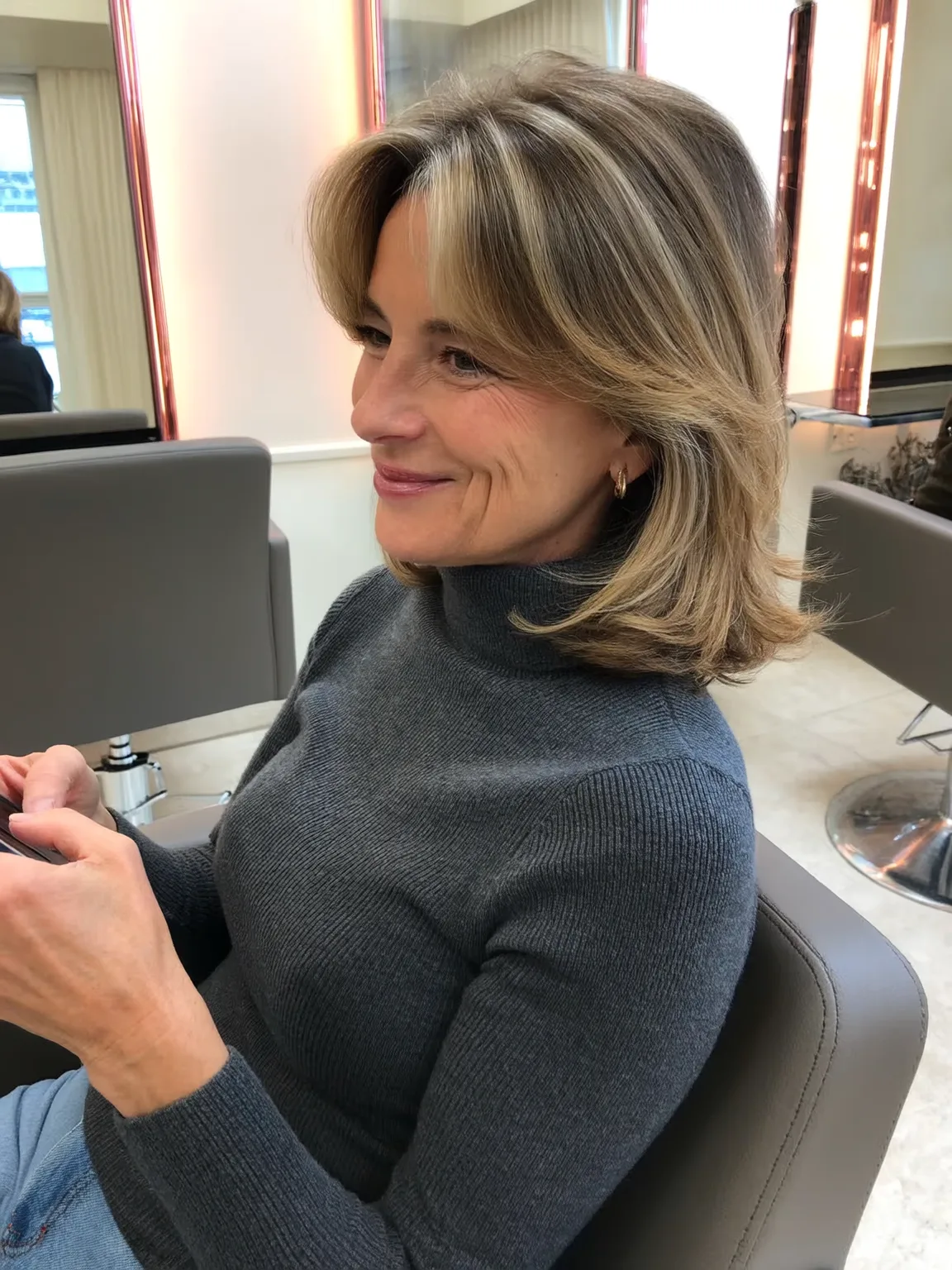 Medium Layered Cut with Honey Blonde Balayage