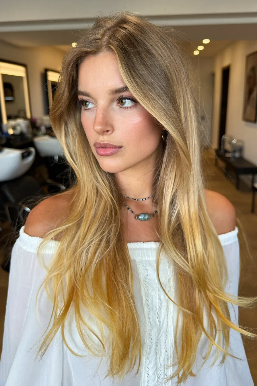 Sunkissed Long Layers with Effortless Honey Blonde Waves