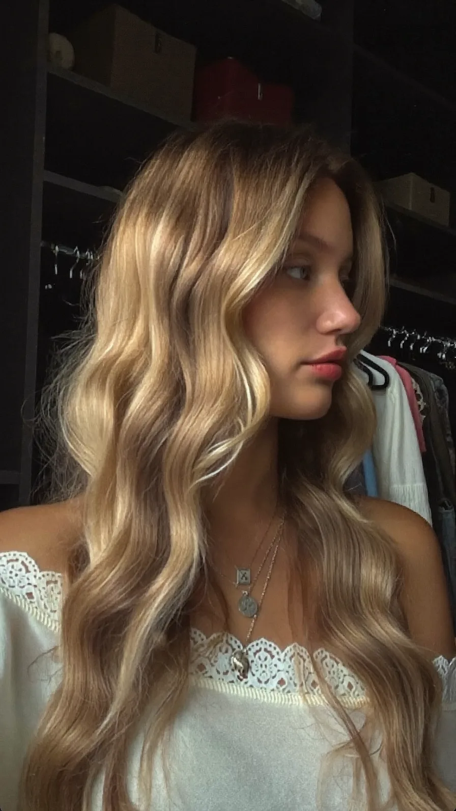 Soft Wavy Honey Blonde Balayage with Long Layers