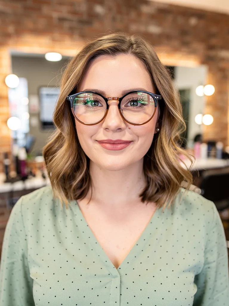 Medium-Volume Wavy Honey Blonde Balayage Lob
