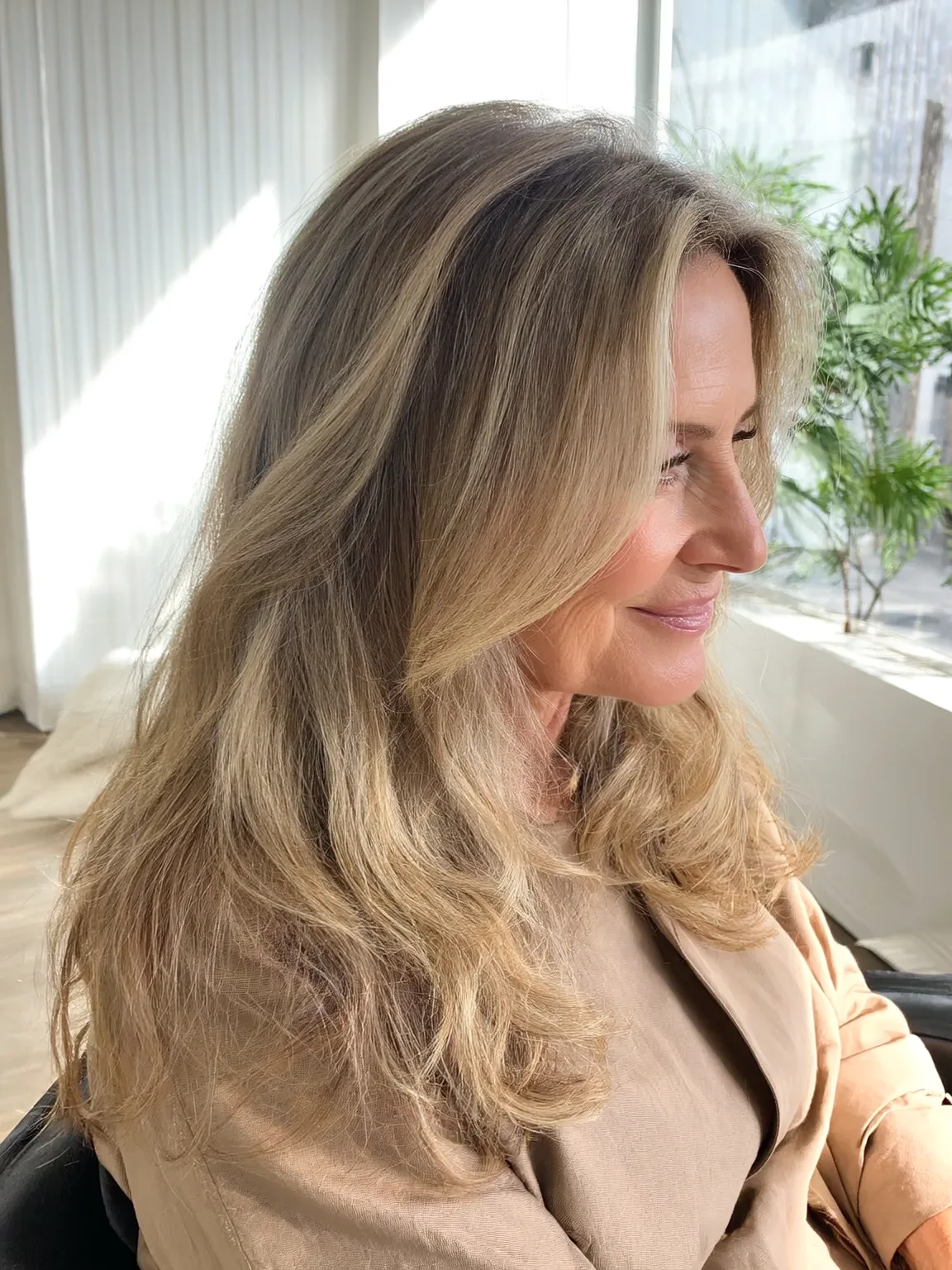 honey blonde balayage layered