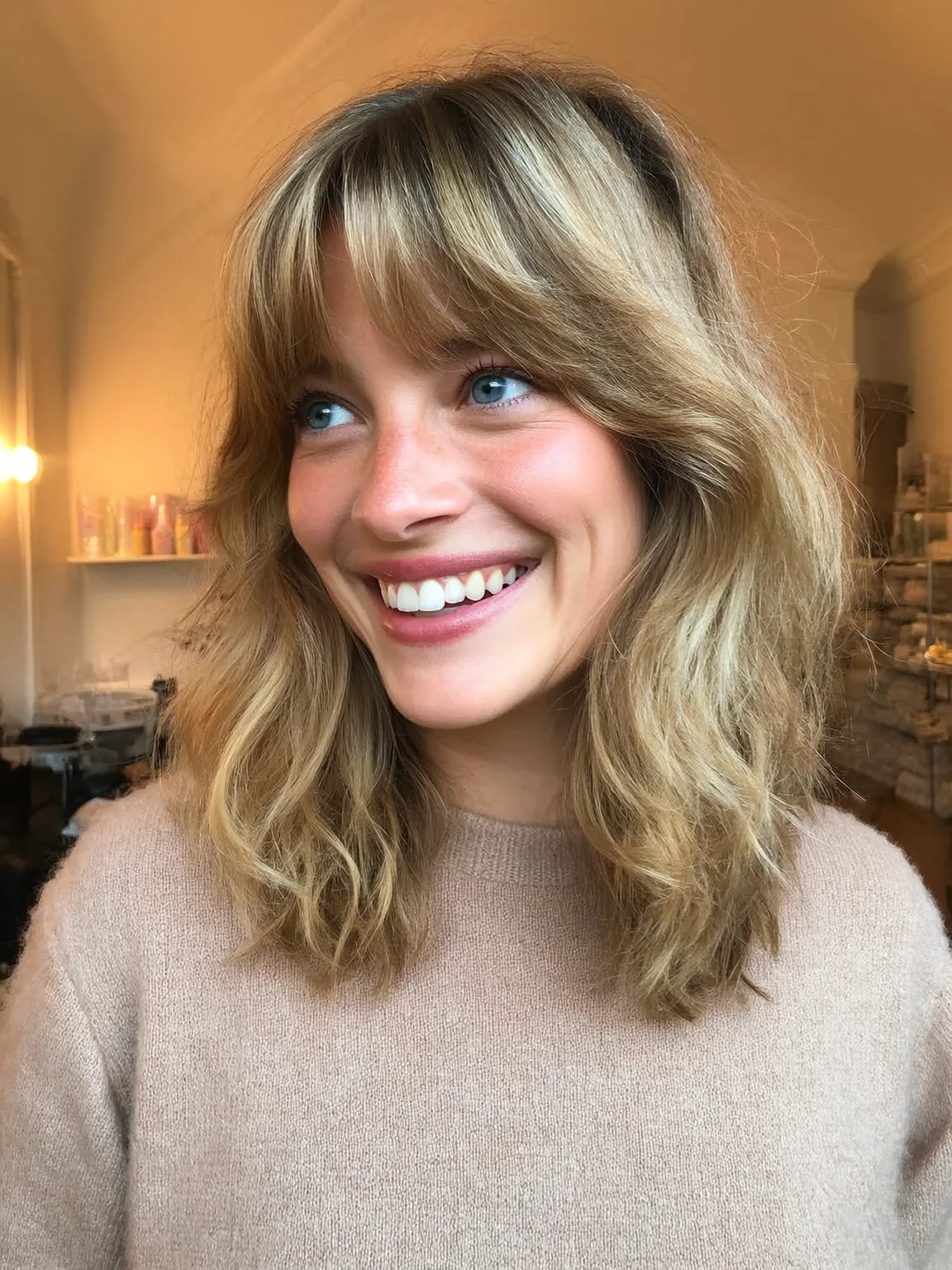 warm honey blonde shag