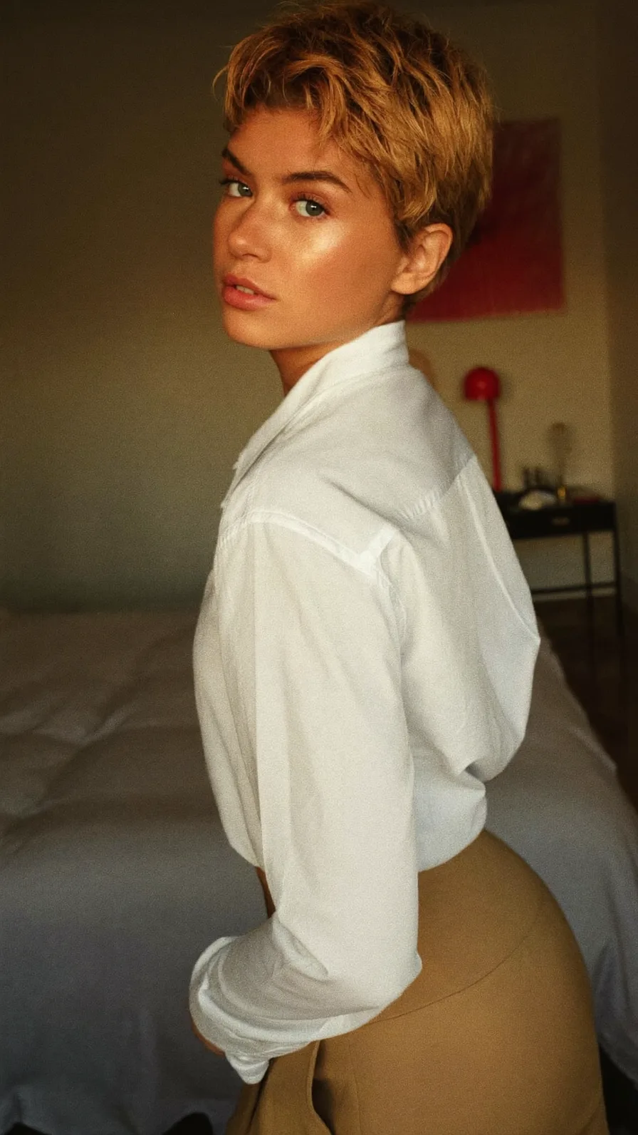 Textured Short Layered Pixie with Side-Swept Bangs