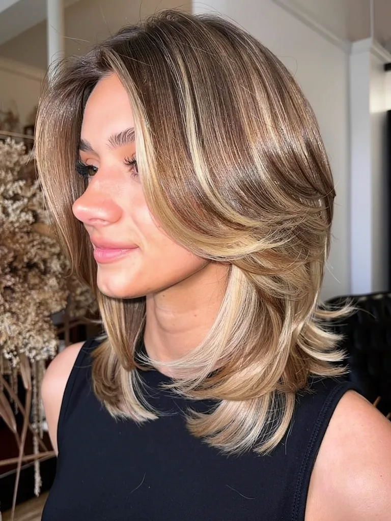 honey blonde balayage layered