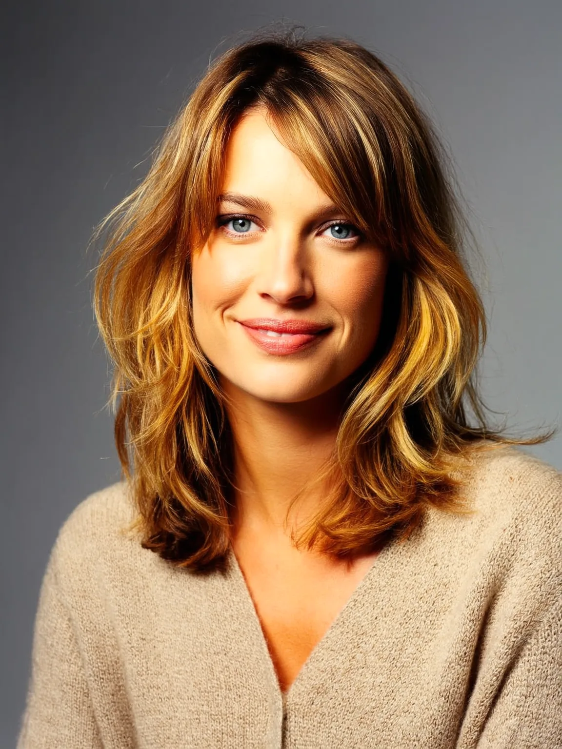 sun-kissed honey blonde layered