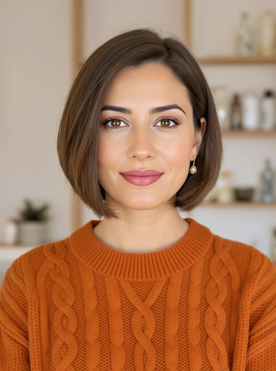 Chin-Length Warm Chestnut Brown Straight Bob