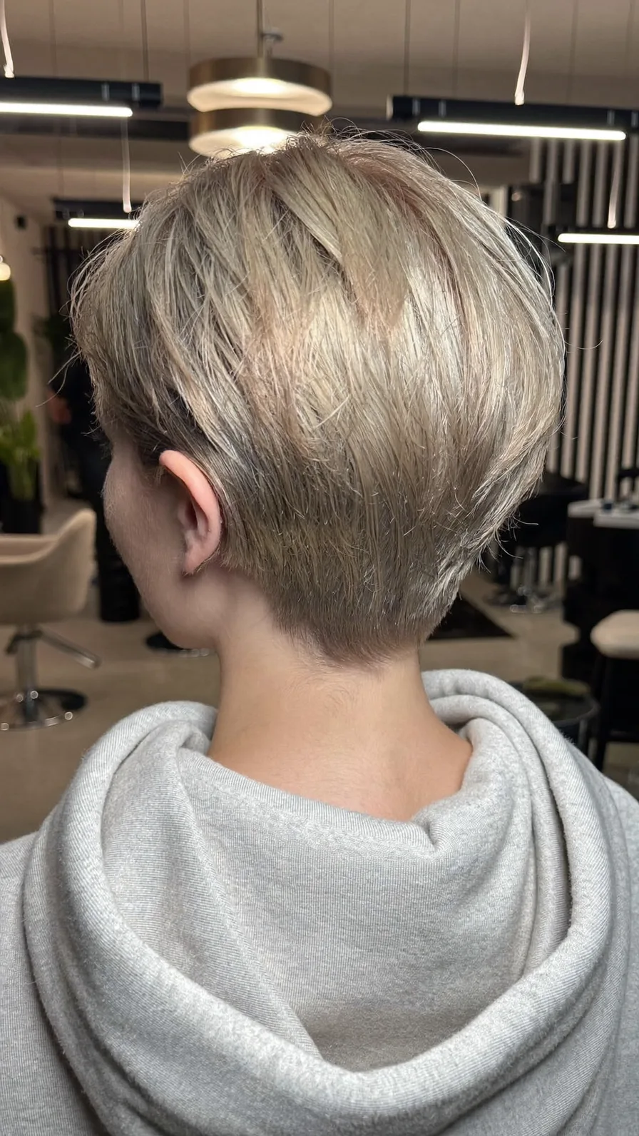 Modern Textured Pixie Cut with Icy Ash Blonde Color